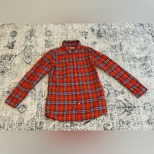 Plaid orange boys button down Shirt nwot